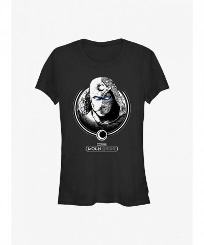 Marvel Moon Knight Moon Head Graphic Tee for Girls - Black