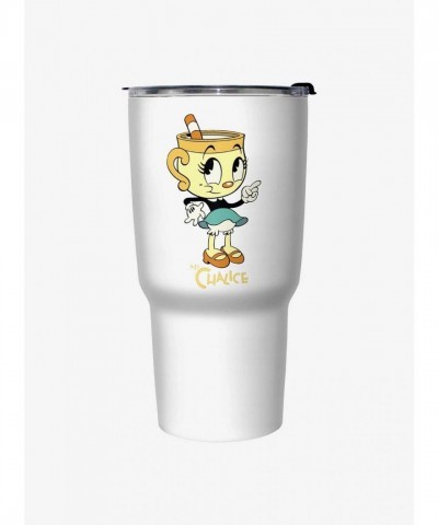 Cuphead White Travel Mug with Retro Design - 27oz Stainless Steel