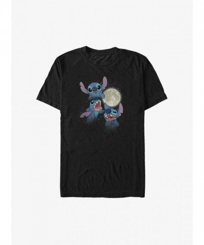 Disney Lilo & Stitch Big & Tall Black Three Stitch Moon T-Shirt - Unisex