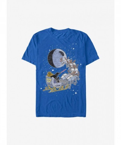 Star Wars Inspired Snow Vader Sleigh T-Shirt - Blue Men's Size