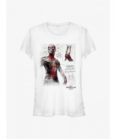 Marvel No Way Home Spider Girls Sketch Tee - White Junior Size