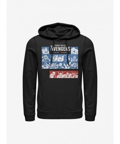 Marvel Men's Unisex Avengers Periodic Graphic Hoodie - Black