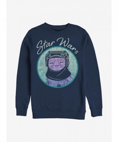 Star Wars Babu Frik Cute Crewneck Sweatshirt - Navy Blue Men's Size