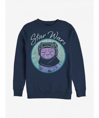 Star Wars Babu Frik Cute Crewneck Sweatshirt - Navy Blue Men's Size