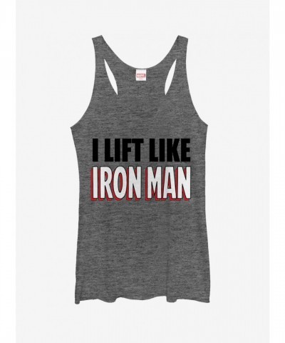 Iron Man Inspired Girls Heather Gray Racerback Tank - Stay Fit Like Tony Stark