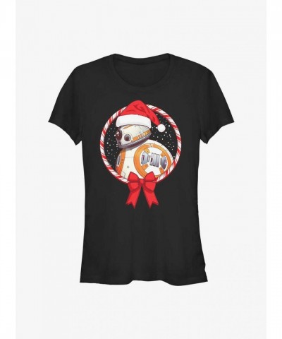 Star Wars BB-8 Candy Cane Junior T-Shirt - Black