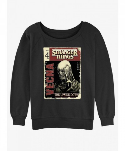 Stranger Things Vecna Pulp Comic Inspired Girls Slouchy Sweatshirt - Black