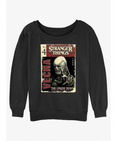 Stranger Things Vecna Pulp Comic Inspired Girls Slouchy Sweatshirt - Black