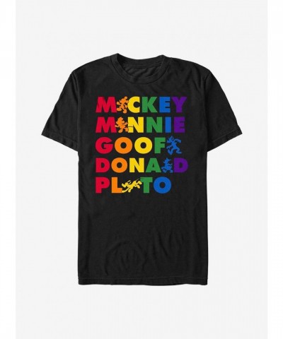 Disney Rainbow Mickey Mouse T-Shirt for Men - Black