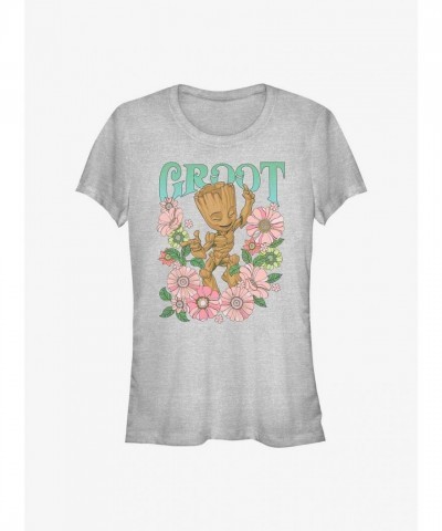Marvel Guardians of the Galaxy Groot Dancing Girls Tee - Grey Junior Size