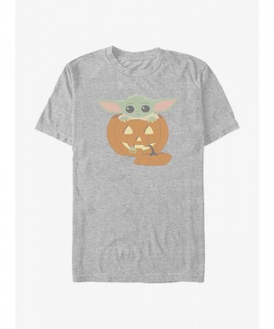 Grey The Mandalorian Grogu Pumpkin Kid Lightweight T-Shirt for Men