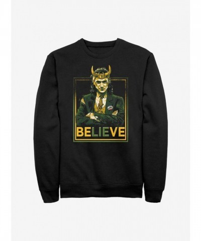 Marvel Loki Political Motive Unisex Crew Sweatshirt - Black