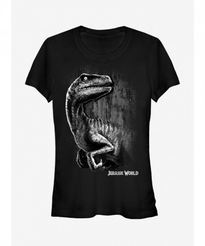 Jurassic World Owen Grady Approved Blue Velociraptor Girls T-Shirt - Black