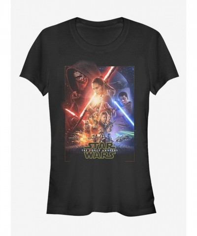 Star Wars The Force Awakens Movie Poster Tee for Girls - Black