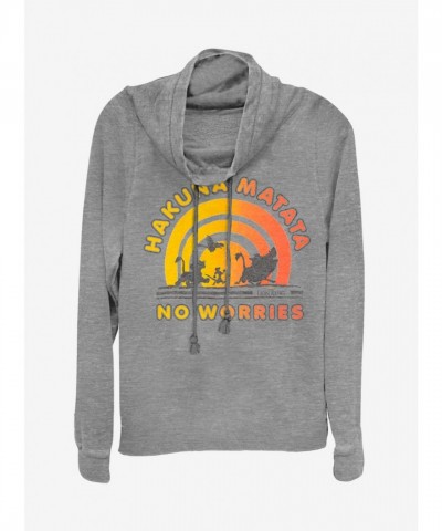 Disney Girls No Worries The Lion King Grey Long-Sleeve Cowl Neck Top