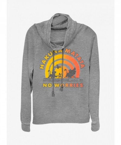 Disney Girls No Worries The Lion King Grey Long-Sleeve Cowl Neck Top