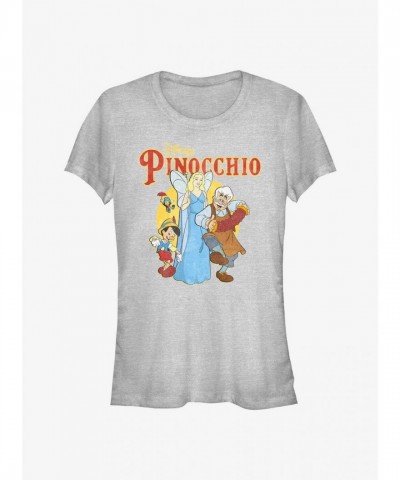 Disney Classic Pinocchio Grey Fade T-Shirt for Girls