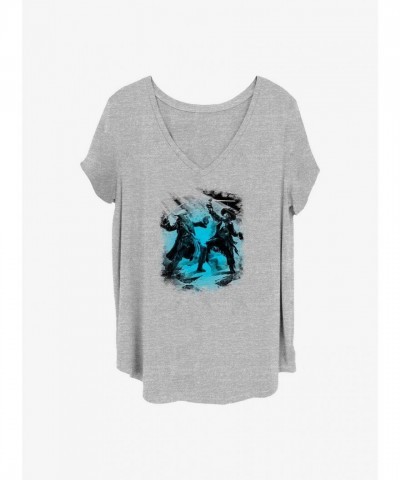 Disney Captain Jack Sparrow Battle Scene Grey T-Shirt for Women Plus Size