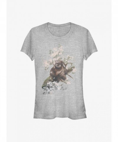 Ewok in Flower Design Girls T-Shirt - Grey