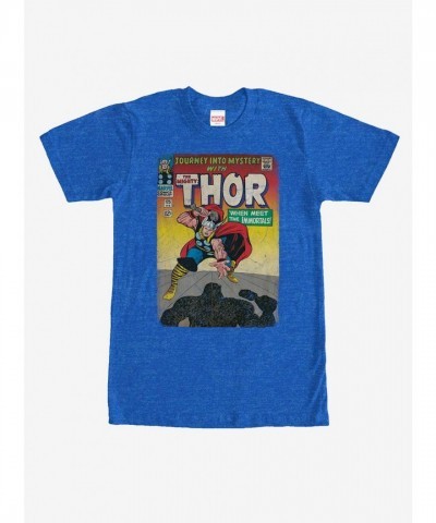 Marvel Thor Comic Book Cover Design T-Shirt - Heather Royal Blue