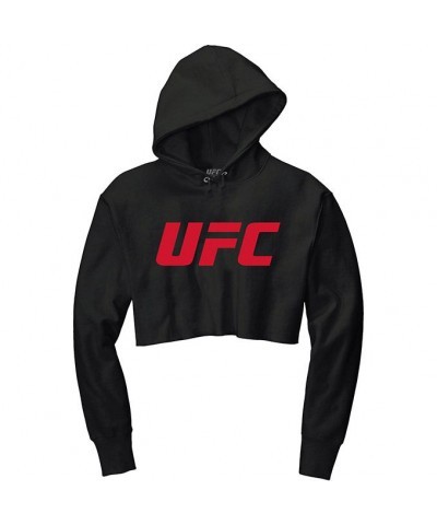 Women's Official UFC Black Cropped Fleece Hoodie