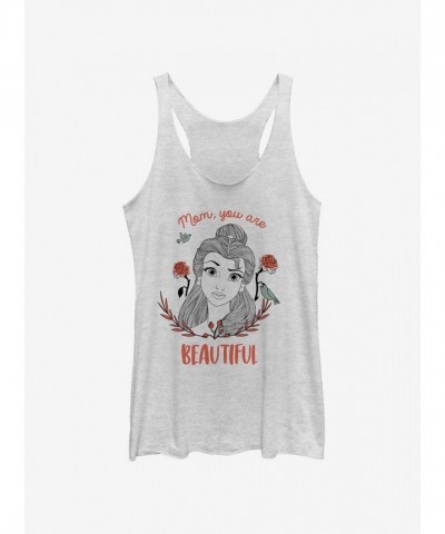 Disney Beauty and the Beast Girls Tank Top - White Junior Size