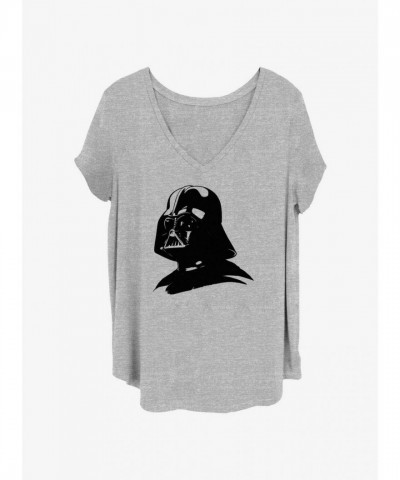 Star Wars Girls Plus Size T-Shirt Featuring Darth Vader Portrait - Grey