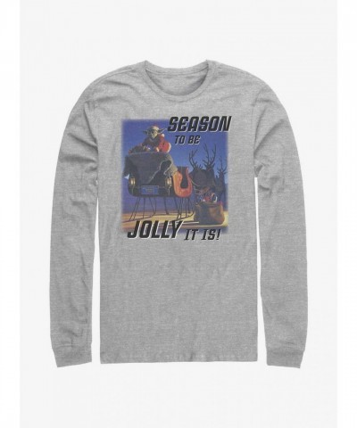 Yoda Santa Jolly Long Sleeve T-Shirt for Men - Grey