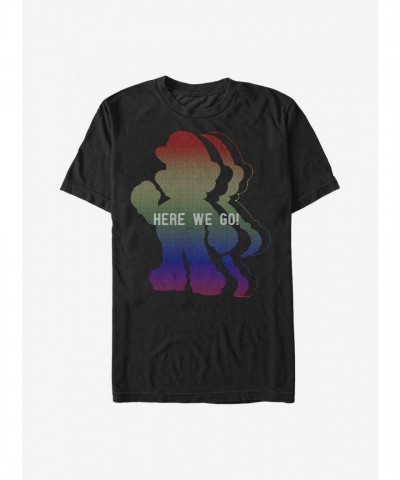 Nintendo Rainbow Here We Go Mario T-Shirt - Men's Black