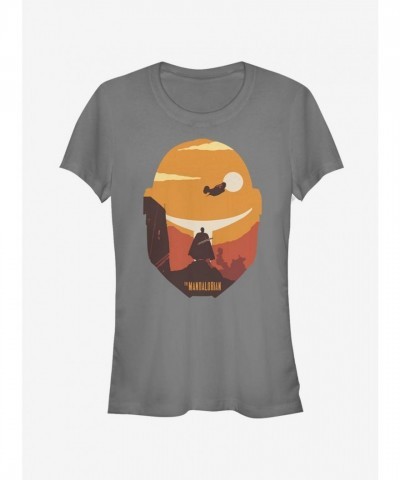 Star Wars Mandalorian Dark Saber Poster T-Shirt for Girls - Grey