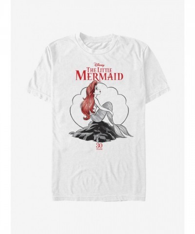 Disney Little Mermaid Anniversary T-Shirt - Comfortable White Cotton for Men