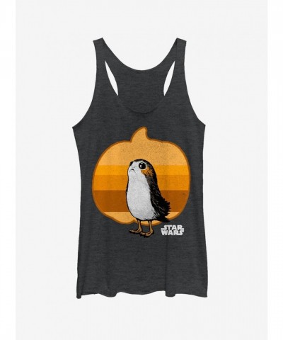 Star Wars Halloween Cute Porg Pumpkin Women's Tank Top - Black