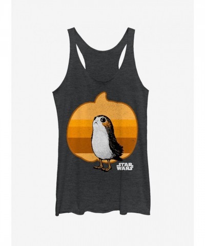 Star Wars Halloween Cute Porg Pumpkin Women's Tank Top - Black