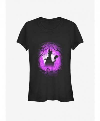 Disney Maleficent Looming Doom Lightweight Cotton T-Shirt for Girls - Black