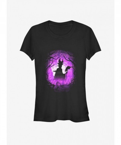 Disney Maleficent Looming Doom Lightweight Cotton T-Shirt for Girls - Black