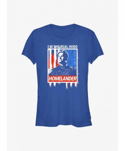 Boys The Boys Homelander Real Hero Graphic T-Shirt - Blue Junior Size