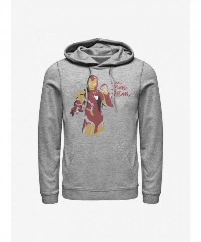 Marvel Iron Man Grey Iron Scribbles Hoodie for Men