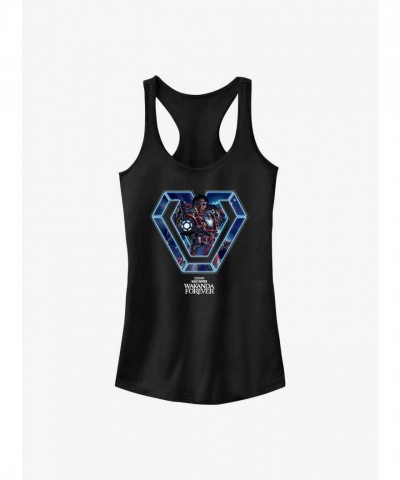 Marvel Ironheart Sigil Junior Tank Top for Girls - Black Panther Design
