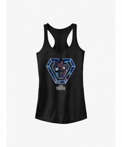 Marvel Ironheart Sigil Junior Tank Top for Girls - Black Panther Design