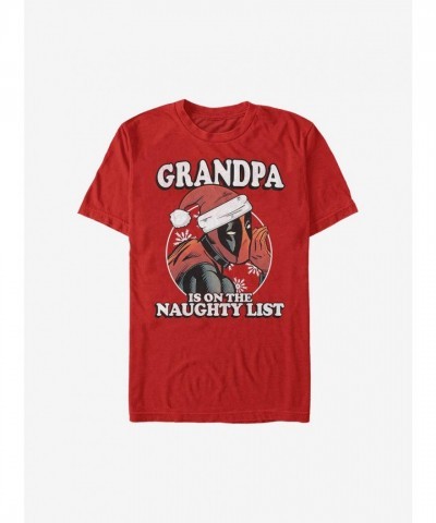 Marvel Grandpa Deadpool Naughty List Holiday T-Shirt - Men's Red
