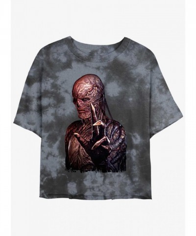 Stranger Things Vecna Art Mineral Wash Crop T-Shirt for Girls - Multi