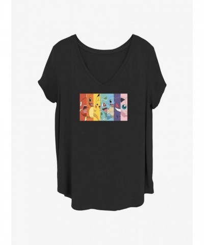 Pokemon Rainbow Panels Comfortable Plus Size T-Shirt for Girls