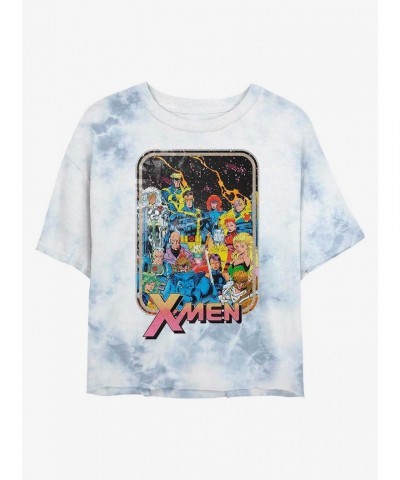 Marvel 70s X-Men Heroes Tie Dye Crop T-Shirt for Girls - Multi
