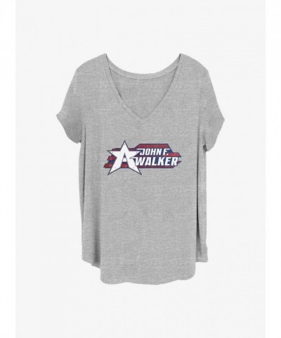 Marvel Girls Plus Size Grey The Falcon and Winter Soldier Graphic T-Shirt