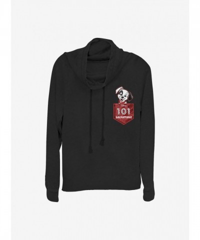 Disney 101 Dalmatians Black Long-Sleeve Cowl Neck Top for Girls