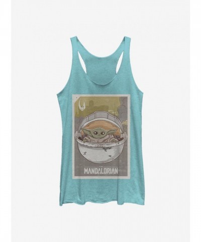 The Mandalorian The Child Inspired Girls Blue Tank Top