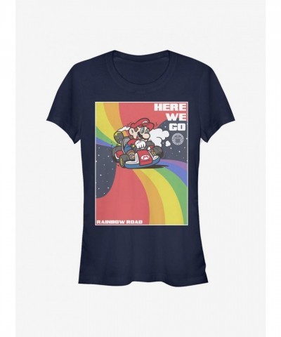 Super Mario Here We Go for Girls - Blue T-Shirt