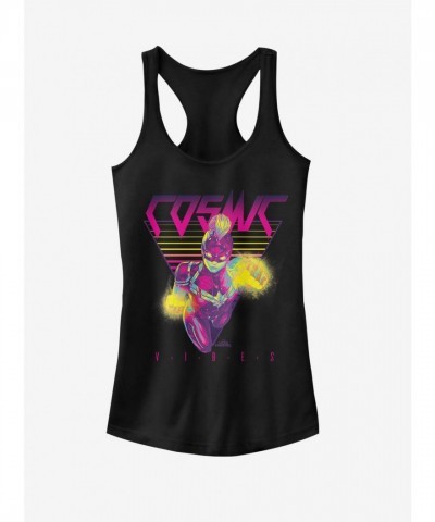 Marvel Cosmic Girls Neon Tank Top - Captain Marvel Black