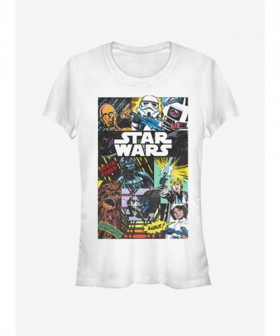 Star Wars Comic Collage T-Shirt for Girls - White