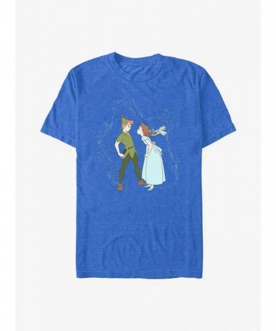 Disney Tinker Bell & Peter Pan Kiss Men's T-Shirt - Blue